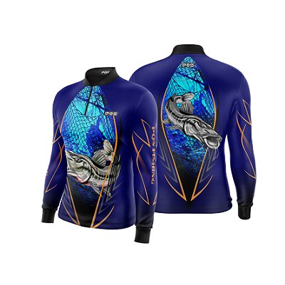 Camisa de Pesca Gola com Zíper 2019 Ref. 44 Estampa Peixe Pintado de Água Doce