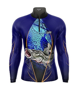 Camisa de Pesca Gola com Zíper 2019 Ref. 44 Estampa Peixe de Água Doce