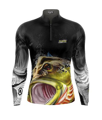 Camisa de Pesca Gola com Zíper 2019 Ref. 52  Peixe Tucunaré de Água Doce