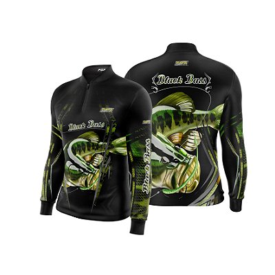 Camisa de Pesca Gola com Zíper 2019 Ref. 55  Peixe Black Bass de Água Doce