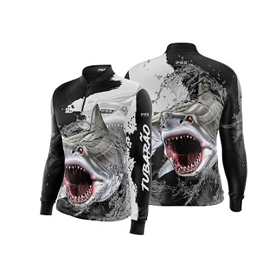 Camisa de Pesca Gola com Zíper 2019 Ref. 65  Peixe Tubarão água Salgada