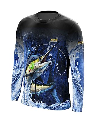 Camisa de Pesca Gola Redonda Ref. 09 Peixe Marlin de Água Salgada