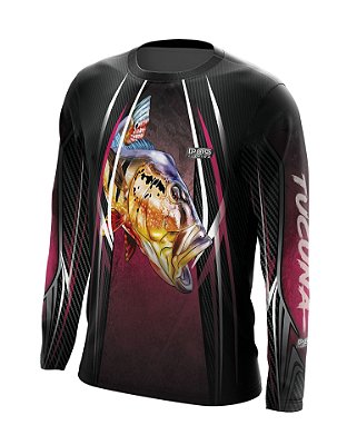 Camisa de Pesca Gola Redonda Ref. 14 Peixe Tucunaré de Água Doce