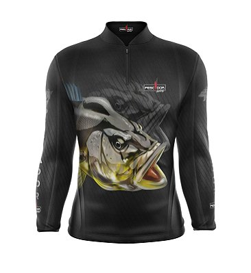 Camisa de Pesca Manga Longa Proteção Solar FPU 50+ Marca Pescador Fishing Coleção I Ref. 03 Peixe Tucunaré