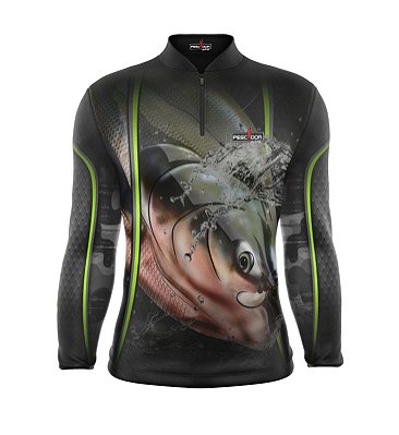 Camisa de Pesca Manga Longa Proteção Solar FPU 50+ Marca Pescador Fishing Coleção I Ref. 04 Peixe Tambaqui