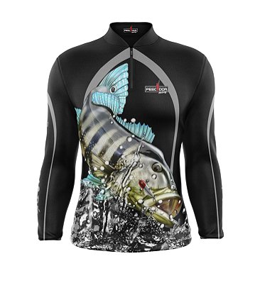 Camisa de Pesca Manga Longa Proteção Solar FPU 50+ Marca Pescador Fishing Coleção I Ref. 13 Peixe Tucunaré