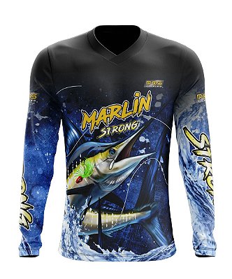 Camisa de Pesca Gola V Ref. 04 Peixe Marlin de Água Salgada