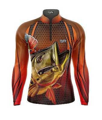 Camisa de Pesca Gola com Zíper 2020 Ref. 06 Peixe Tucunaré de Água Doce