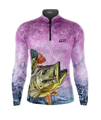 Camisa de Pesca Gola com Zíper 2020 Ref. 13 Peixe Tucunaré de Água Doce