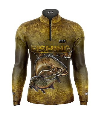 Camisa de Pesca Gola com Zíper 2020 Ref. 15 Estampa Peixe de Água Doce