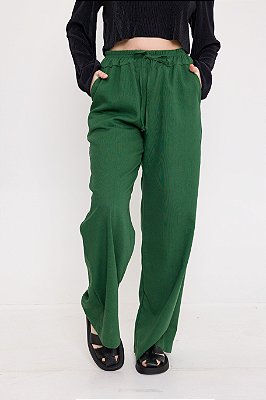 Pantalona Viscose e Linho Verde