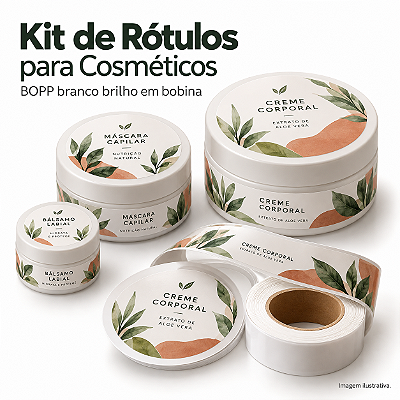 Kit de Rótulos para Cosméticos Tampa e Lateral