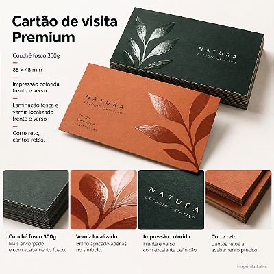 Cartão de Visita Premium Fosco com Verniz Localizado