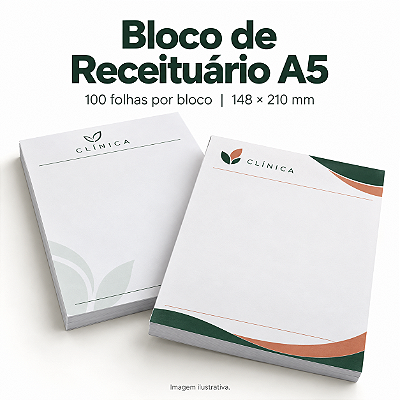 Bloco de Receituário Personalizado A5 com 100 Folhas
