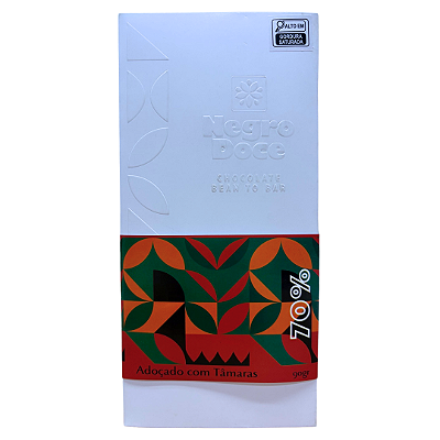 Negro Doce | 70% Adoçado com Tâmaras - 90gr