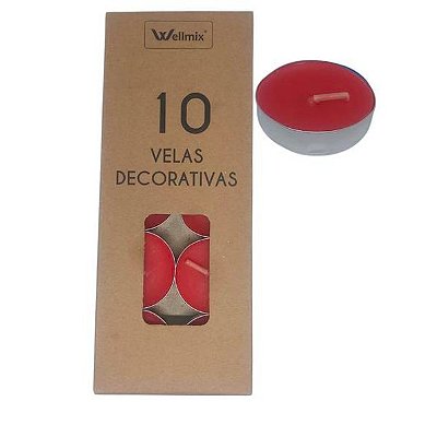 Kit 10 Vela decorativas flutuante Vermelha