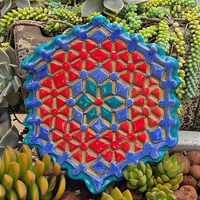 Prato de Cerâmica em Relevo - MARACUJA DO MATO - Flores do Brasil - Ceramica de Alta Temperatura Feito a Mao