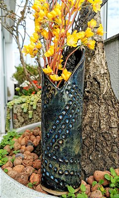 Vaso em Ceramica de Alta Temperatura Feito a Mao - Ipe Amarelo