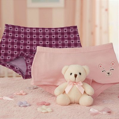 Kit 6 Calcinhas Boxer Infantil – Maciez, Conforto e Caimento Perfeito para sua Princesinha!