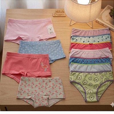 Kit com 4 Calcinhas Boxer e 5 Tradicionais em Cores Variadas. Mais Estilo, Mais Conforto!