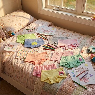 Kit 14 Calcinhas Boxer - Completo com Conforto, Estilo e Liberdade para Sua Menina!