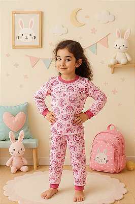 Pijama Infantil Feminino 100% ALGODÃO Com Punho  – Conforto para a Noite Toda