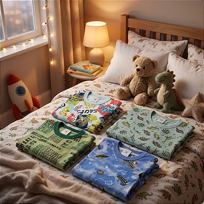 Pijama manga longa Meninos, 100% ALGODÃO – Para Sonhos Mais Aconchegantes