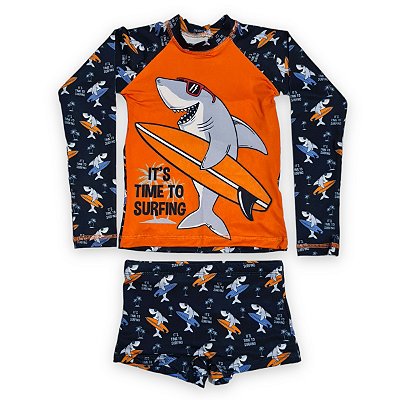 Conjunto Sunga Infantil Com Blusa Proteção Uv50 Térmica Dry