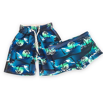 Kit Piscina - Praia Shorts Tactel E Sunga Boxer Infantil - Juvenil