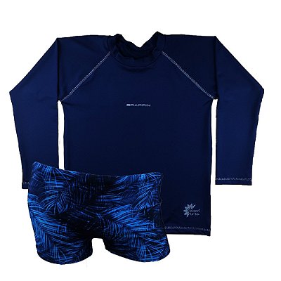 Conjunto Camiseta E Sunga Infantil Com Proteção Solar Uv 50+