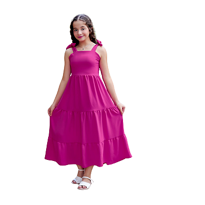 Vestido Infantil E Juvenil Longo De Amarrar Duna Roxo