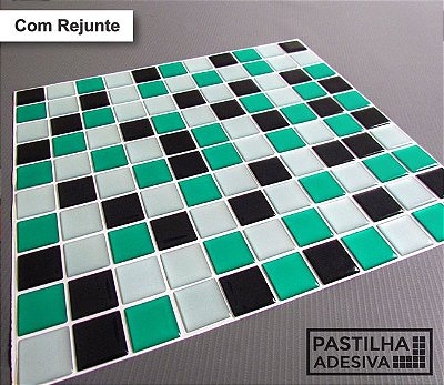 Placa Pastilha Adesiva Resinada 30x27 cm - AT048 - Verde Preto