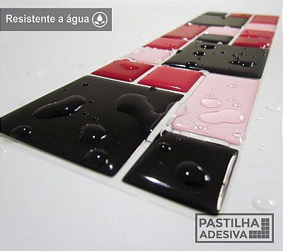 Faixa Mosaico Adesiva Resinada 27x8 cm - AT111 - Vinho - Preto