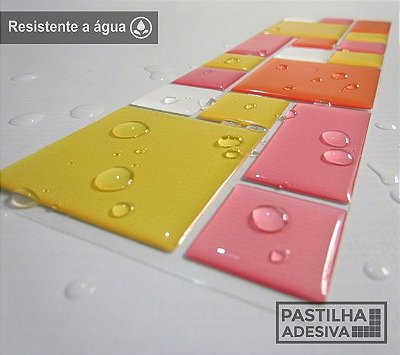 Faixa Mosaico Adesiva Resinada 27x8 cm - AT113 - Amarelo Rosa Laranja