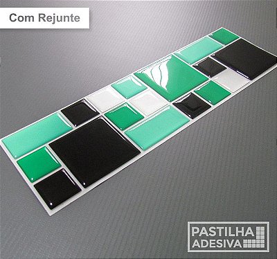 Faixa Mosaico Adesiva Resinada 27x8 cm - AT116 - Verde Preto