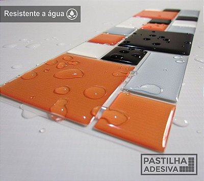 Faixa Mosaico Adesiva Resinada 27x8 cm - AT120 - Laranja Preto