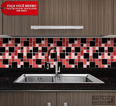 Placa Mosaico Adesiva Resinada 30x27 cm - AT132 - Vermelho