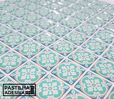 Placa Mosaico Adesiva Resinada 30x27 cm - AT218 - Azul