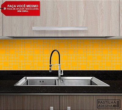 Placa Mosaico Adesiva Resinada 30x27 cm - AT107 - Amarelo