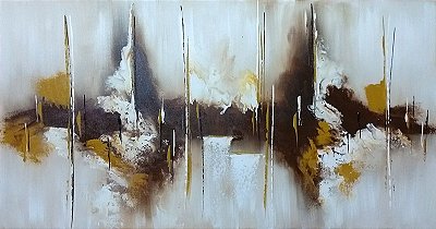 Pintura\Quadro\ Tela Abstrata em tons de sépia, ocre e branco  70 x 130 cm.