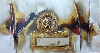 Pintura\Quadro\ Tela Abstrato com textura em tons dourados 70 x 130 cm