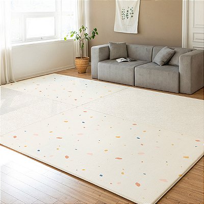 Tapete de Atividades Dupla Face Infantil Parklon PVC Premium Jelly Terazzo & Sage beige 190cm x 130cm x 1,2cm