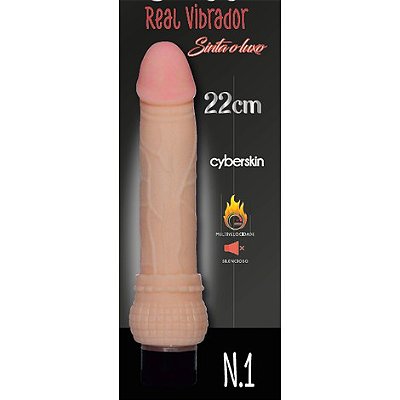 Pênis Realístico 22 x 3 cm Cabeçudo com Veias Saltadas e Vibrador em Cyber Skin Antialérgico | Rio Preto