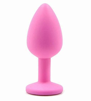 Plug Anal Pequeno Pink Silicone Ultra Macio com Pedra