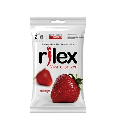 Preservativo Rilex - Camisinha - Aroma de Morango - 03 Unidades