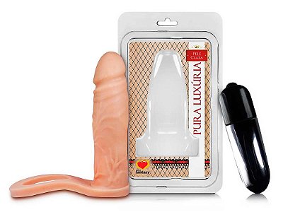 Anel Companheiro NEGRO com Pênis Vibrador - 12,4 CM