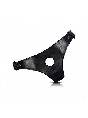 Cinta Peniana em Couro - Com Furo 3cm Diâmetro - Para Usar com Pênis de Silicone - Cinta Tam. Único - Veste 36 ao 44