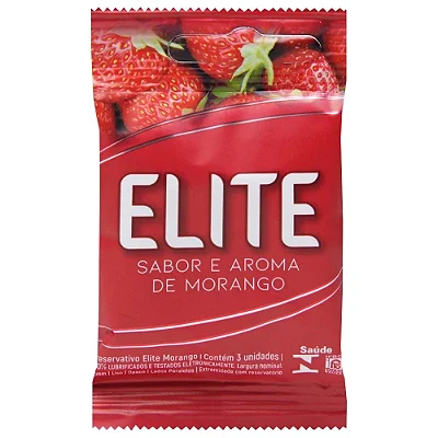 Preservativo Lubrificado e Aromatizado Morango 03 Unidades Elite | Rio Preto