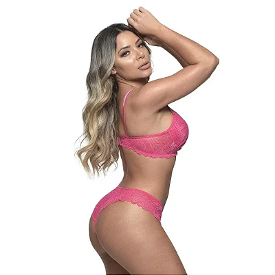 Conjunto 1/2 Taça Bojo Todo Rendado com Drapeado Tamanho M | Rio Preto