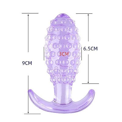 Plug Anal Formato Cônico - Silicone Macio e Flexível - Com Textura de Bolinhas - Medidas: 9,0 x 3,0 cm - Não Tem Contra Indicações - Produto Destinado para +18 Anos